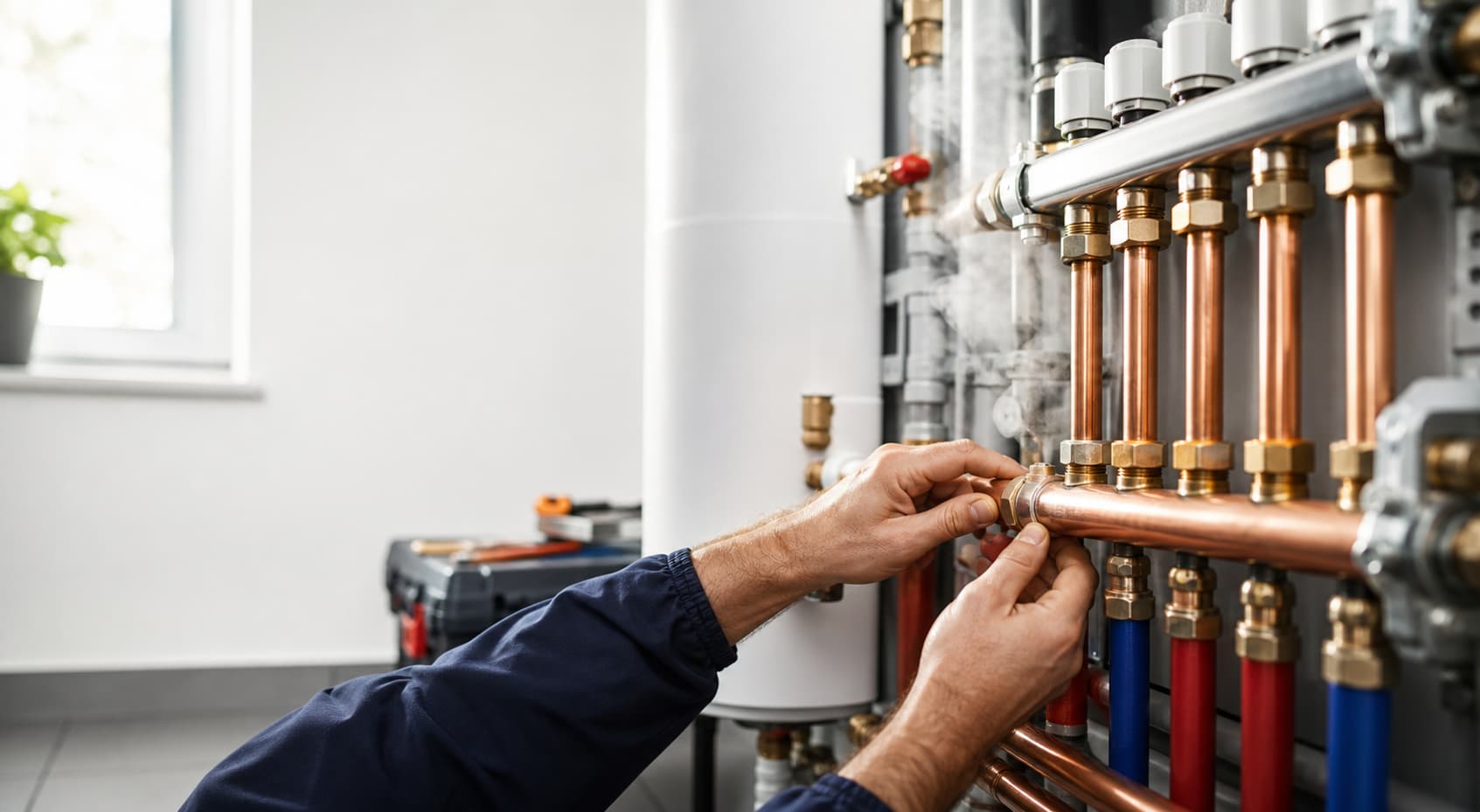 Cassina Services : Technicien plomberie chauffage intervenant sur une installation